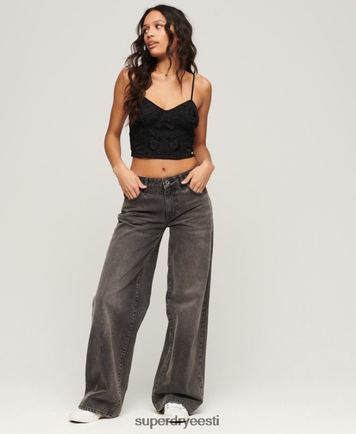 Superdry naised lilledega tikitud korseti ülaosa B2LT42039 Riietus tumehall