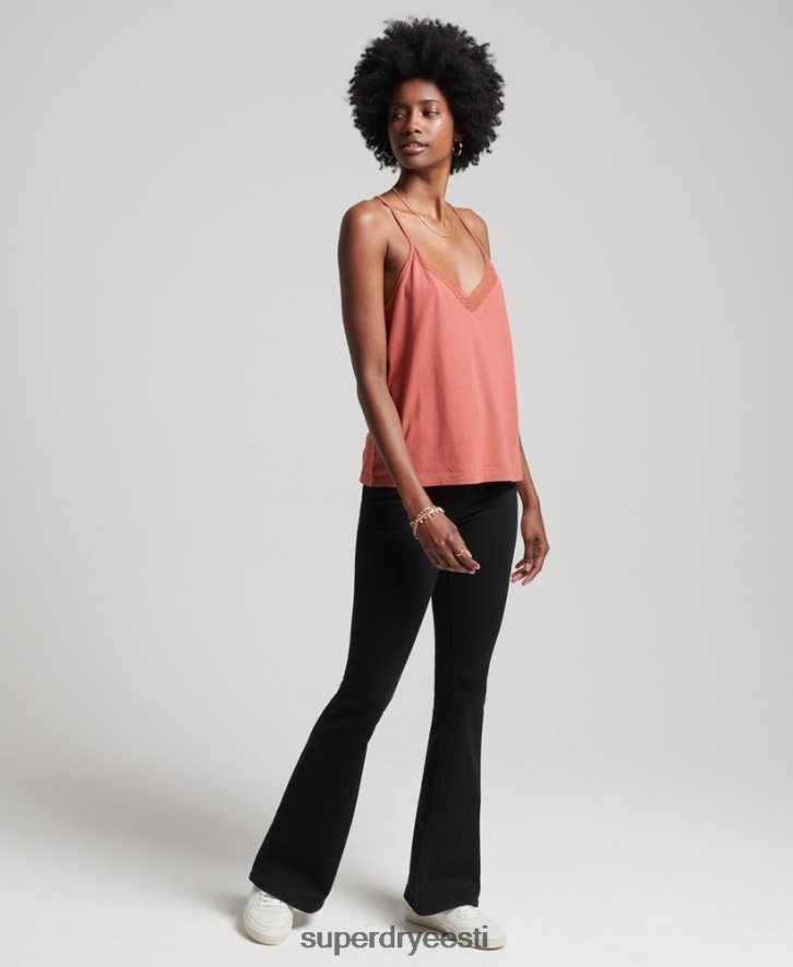 Superdry naised orgaanilisest puuvillast pitsisegu cami top B2LT43023 Riietus oranž