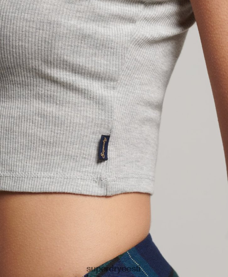 Superdry naised ribipitsiga trimmitud cami top B2LT42347 Riietus hall