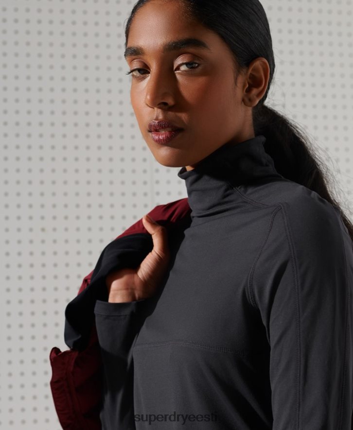 Superdry naised süsinikku kaelusega aluskihi ülaosa B2LT43058 Riietus must