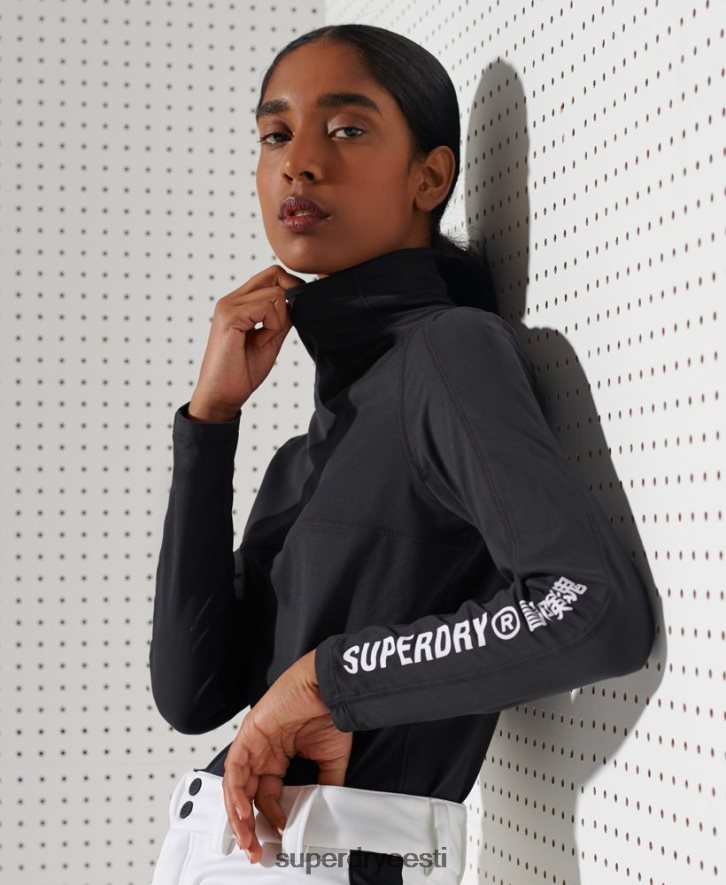 Superdry naised süsinikku kaelusega aluskihi ülaosa B2LT43058 Riietus must