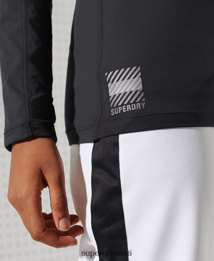 Superdry naised süsinikku kaelusega aluskihi ülaosa B2LT43058 Riietus must