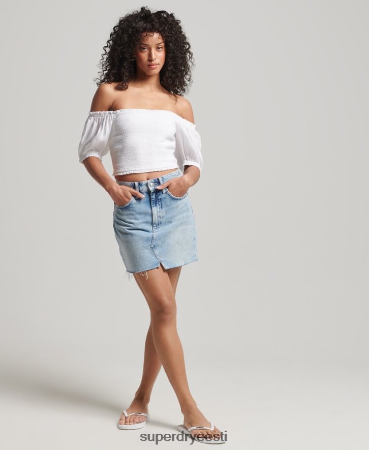 Superdry naised vintage ecovero smocked crop top B2LT46749 Riietus valge