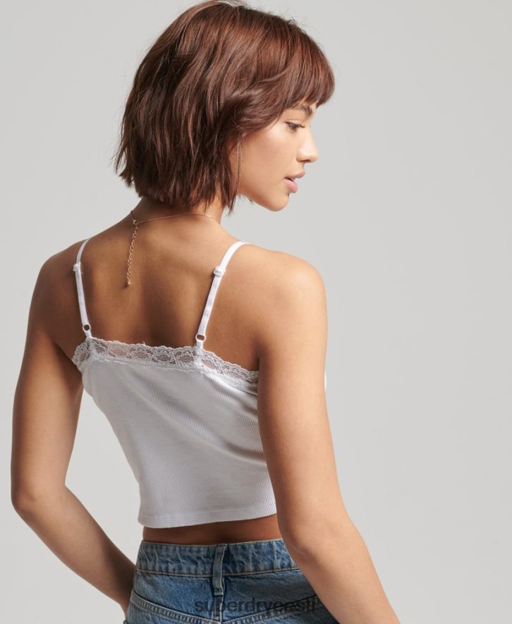 Superdry naised vintage mini ribipitsiga cami top B2LT42334 Riietus valge