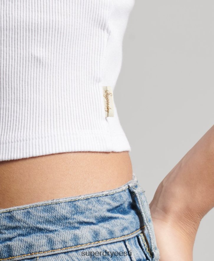 Superdry naised vintage mini ribipitsiga cami top B2LT42334 Riietus valge