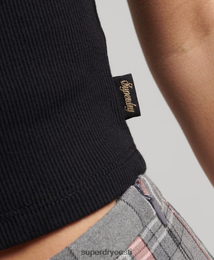 Superdry naised vintage mini ribipitsiga cami top B2LT42349 Riietus must