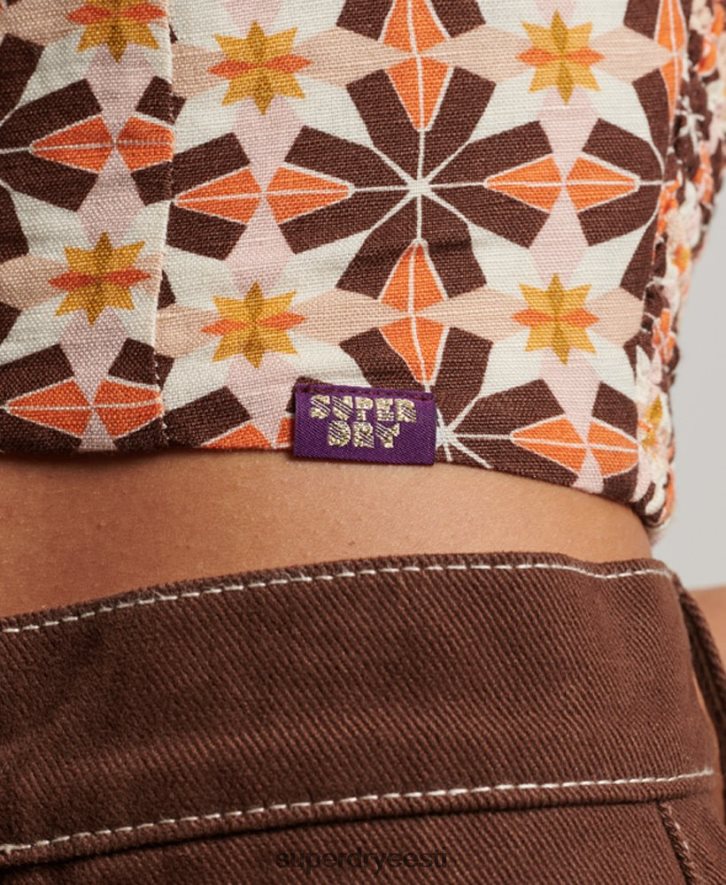 Superdry naised vintage päitsetega top B2LT43024 Riietus kreem