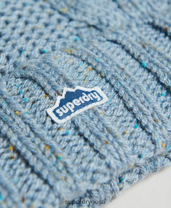 Superdry naised kaabliga kootud tupp nokamüts B2LT44259 tarvikud helesinine